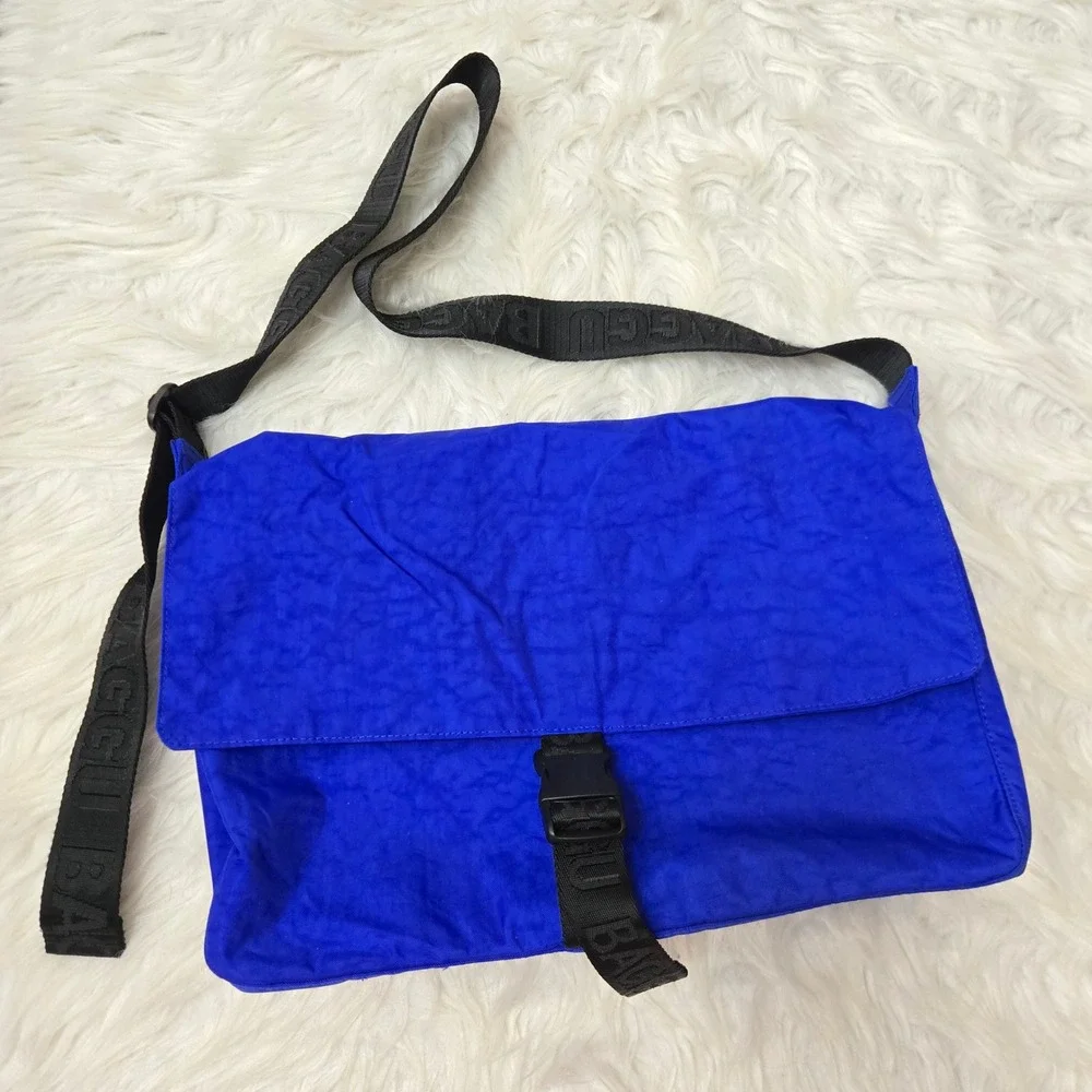 Baggu Nylon Messenger Bag Lapis Blue Recycled Crossbody Laptop Sleeve NWT